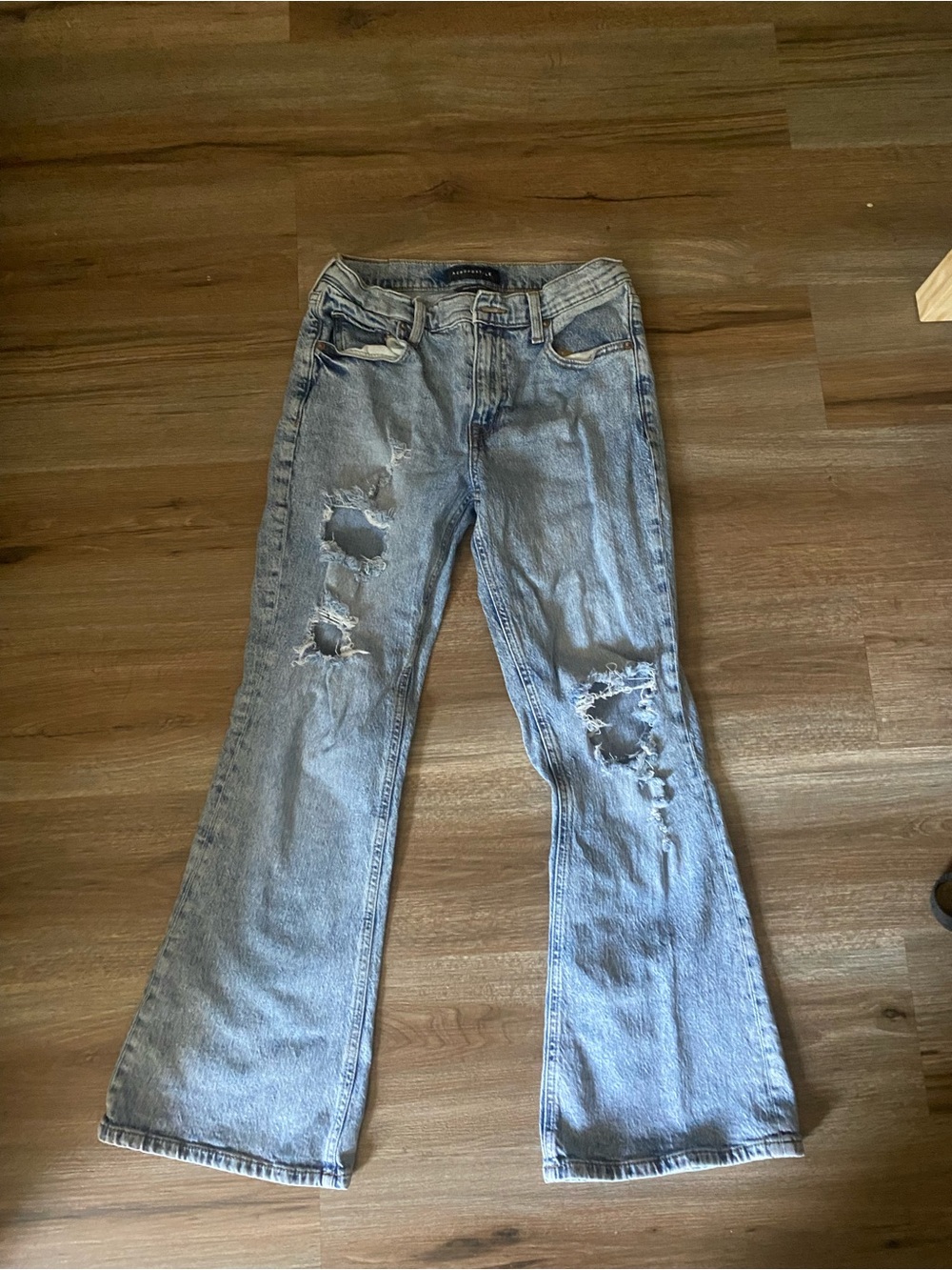 Aeropostale Light Blue Distressed Flared Jeans